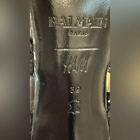 NEW WITH TAGS BALMAIN X H&M Black and Gold Rope Heels - Size 39 - Picture 8 of 16